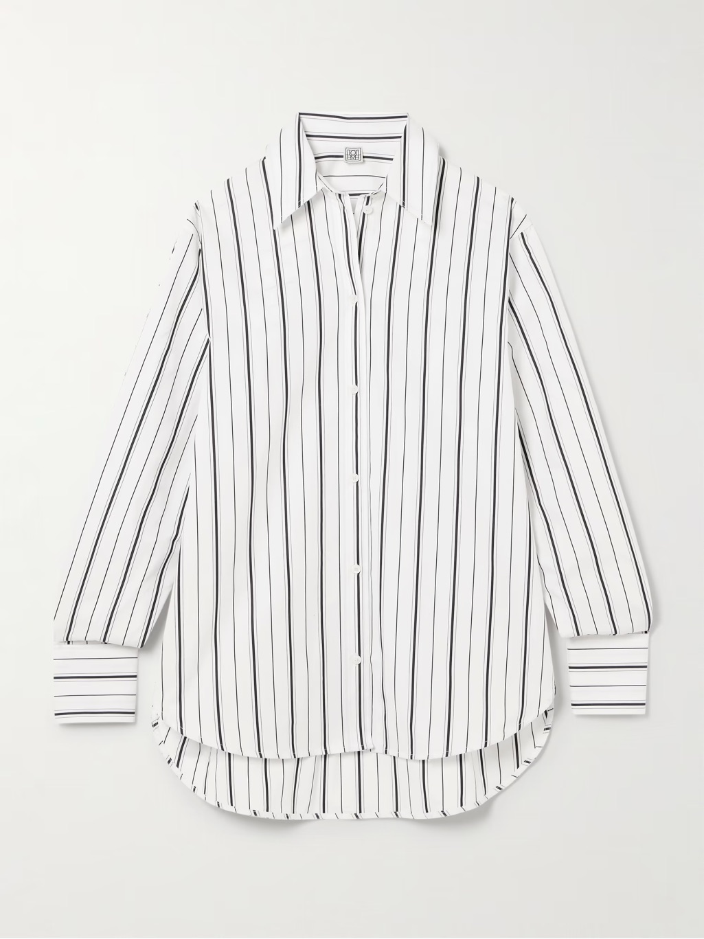 Nwt Toteme Cotton Kimono Sleeve Poplin Shirt Button Down Top Black White Stripe